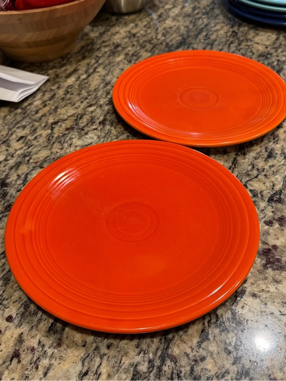 Vintage Fiesta Bright Orange Ceramic Dinner Plates